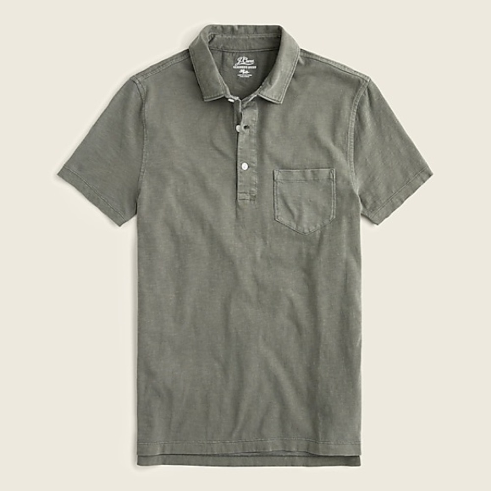 Garment-Dyed Slub Cotton Polo Shirt